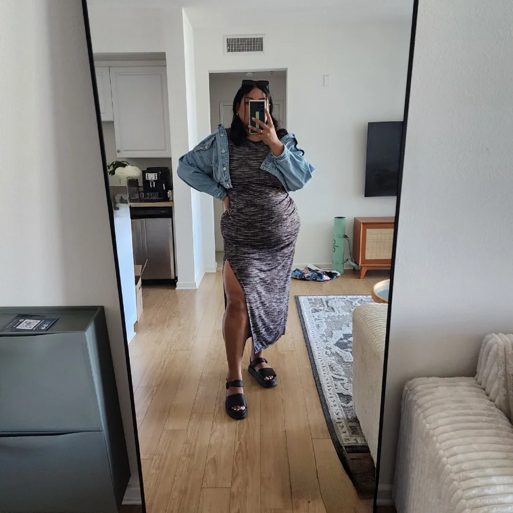 Chic Black and Gray Maxi Dress - Picture 3 of 3